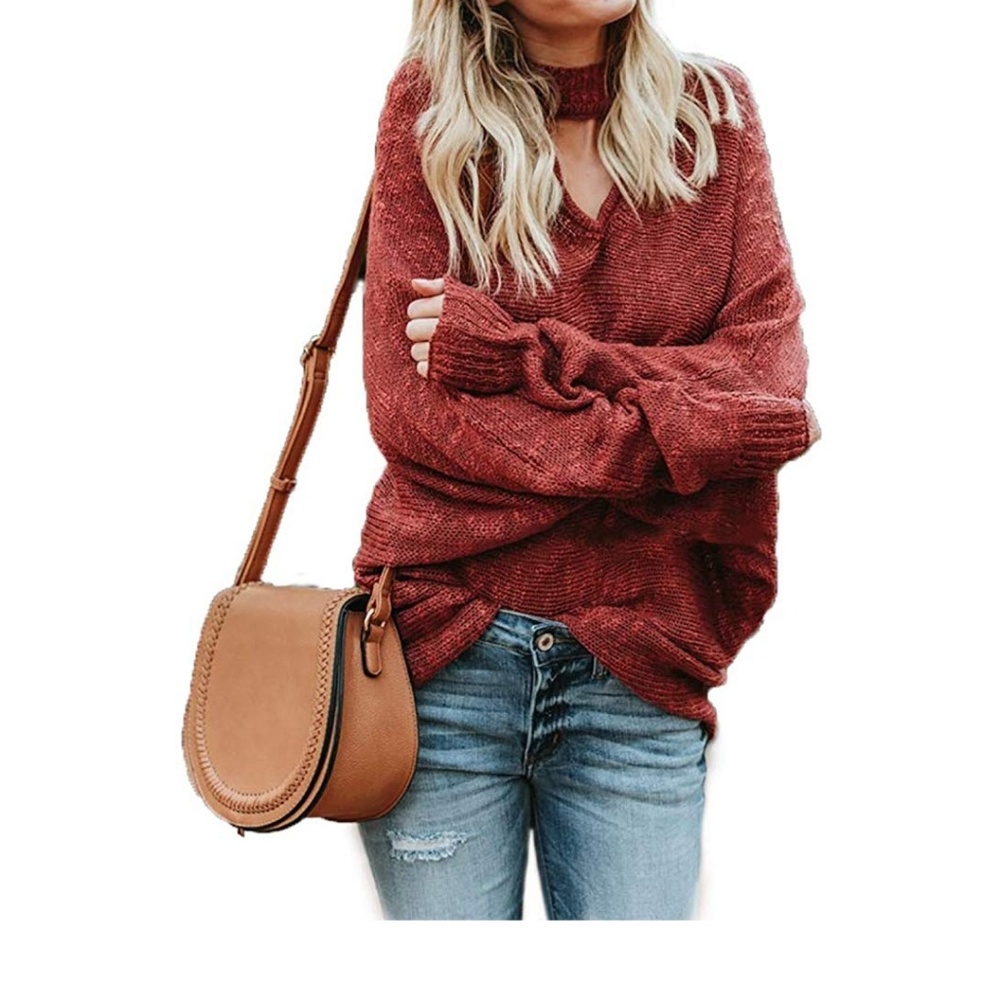 ETHEL Rusty Red Choker Neck Sweater - Picture 2 of 5
